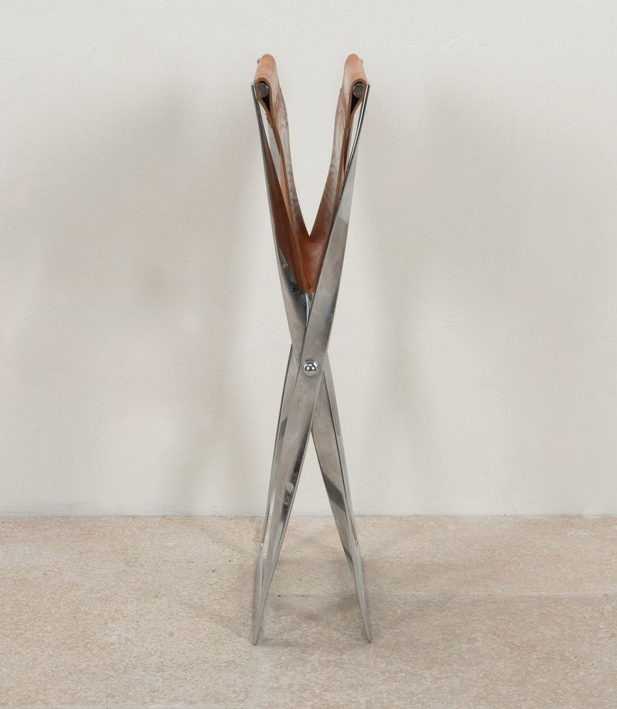 20th Century French Chrome and Leather Foldable Stool CH4641761