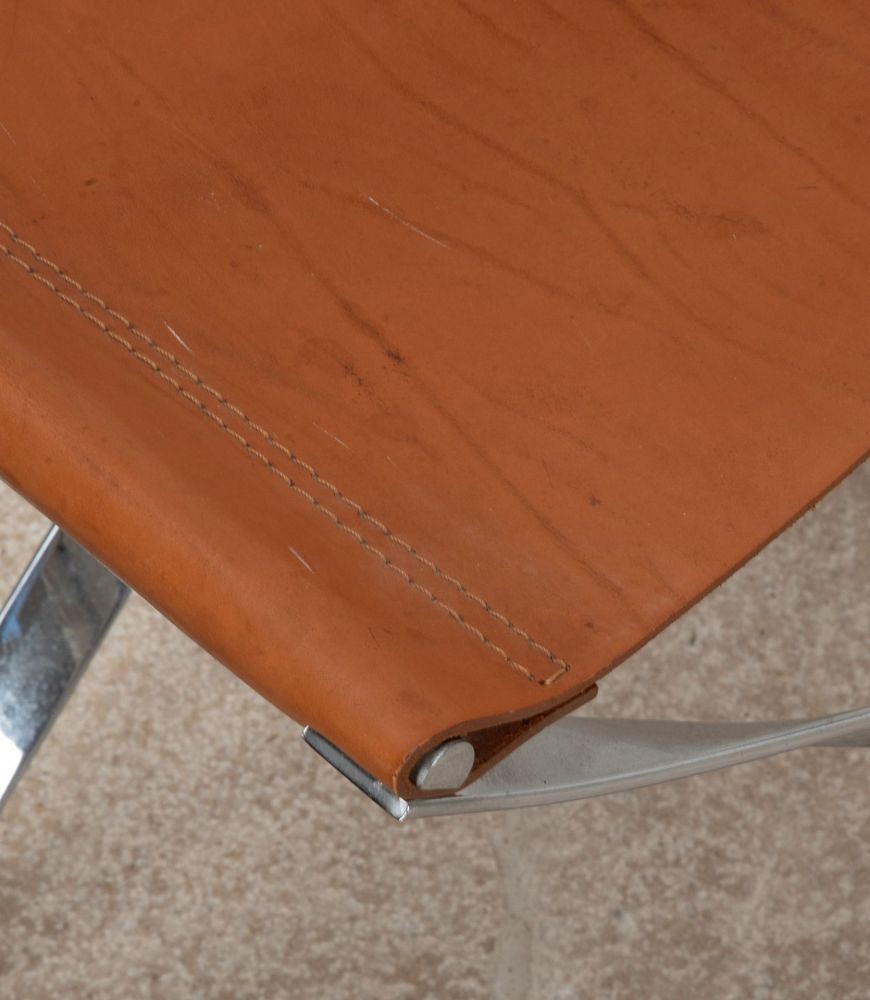 20th Century French Chrome and Leather Foldable Stool CH4641761