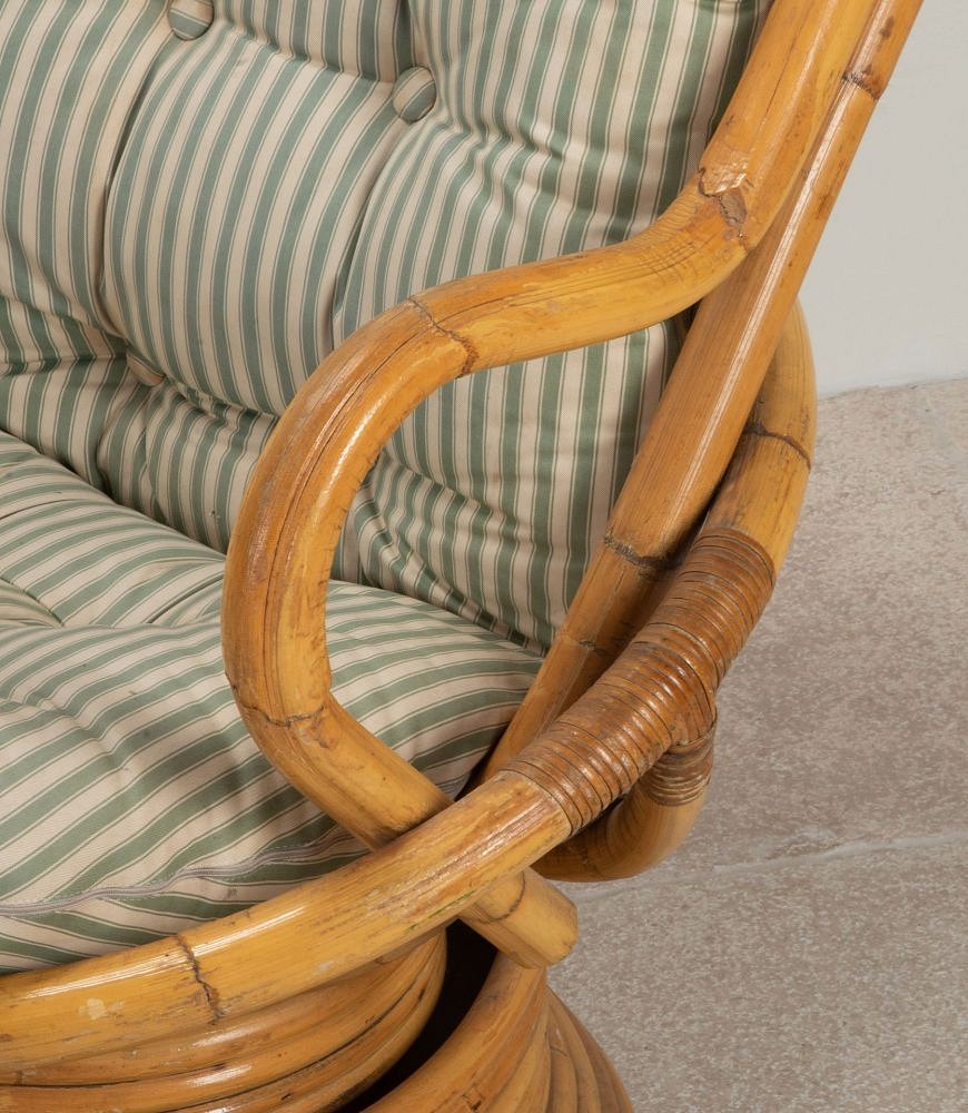 Pair of Mid-Century French Bamboo Turning and Swinging Armchairs CH4641777