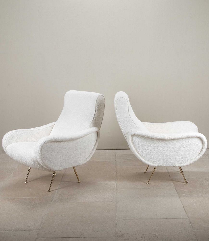 Pair of Contemporary Italian Zanuso Style Armchairs CH4643080