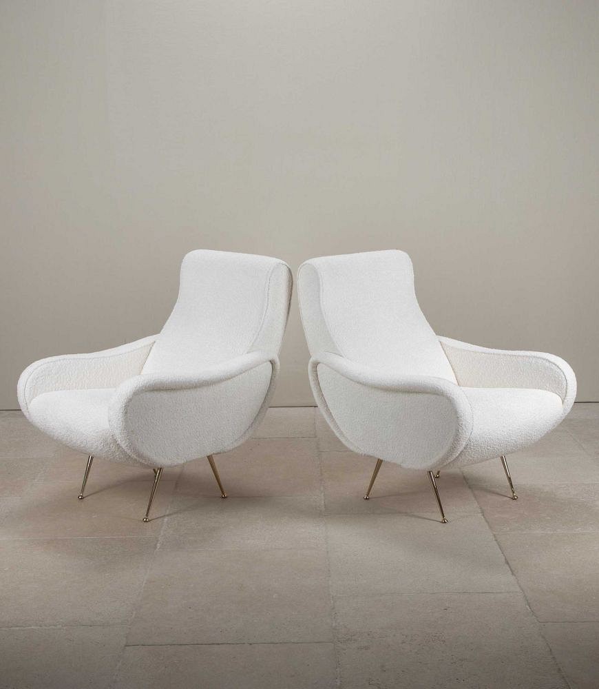 Pair of Contemporary Italian Zanuso Style Armchairs CH4643080