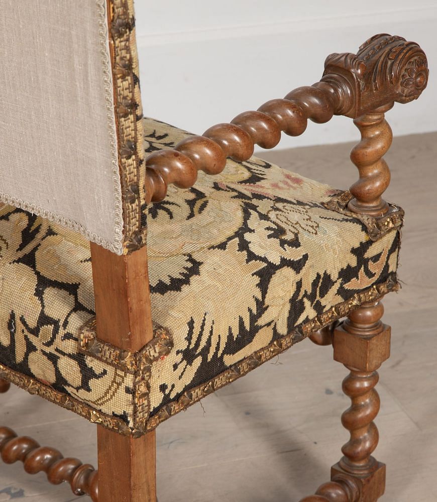 Pair Of Louis XIII Style Needlepoint Armchairs CH5236487
