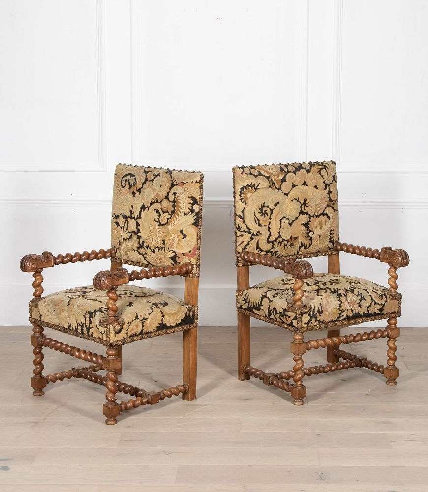 Pair Of Louis XIII Style Needlepoint Armchairs CH5236487