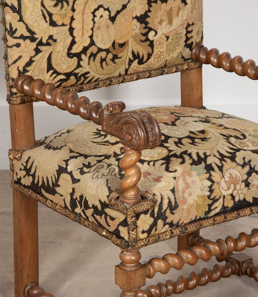 Pair Of Louis XIII Style Needlepoint Armchairs CH5236487