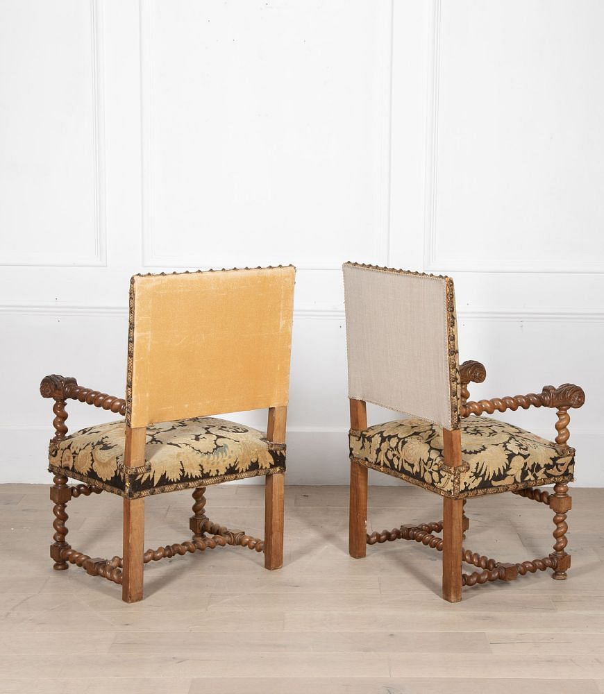 Pair Of Louis XIII Style Needlepoint Armchairs CH5236487