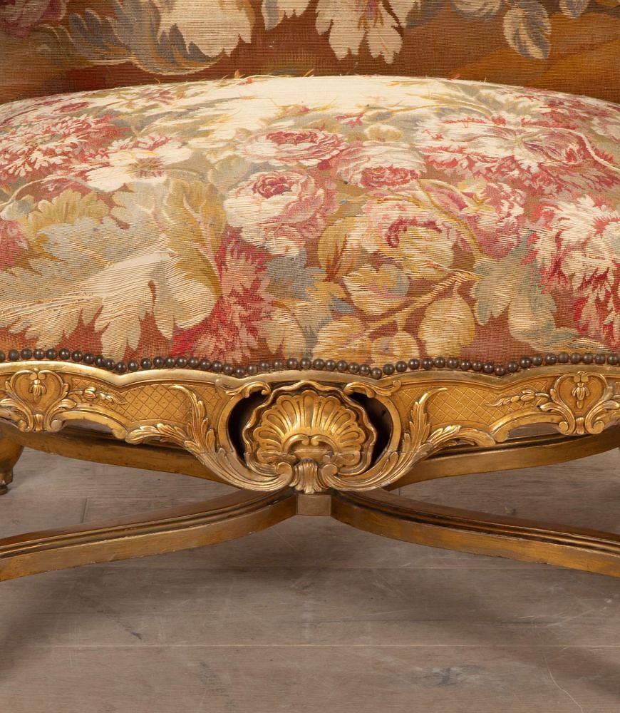 Pair of 19th Century French Louis XV Style Gilt Throne Chairs CH5239744