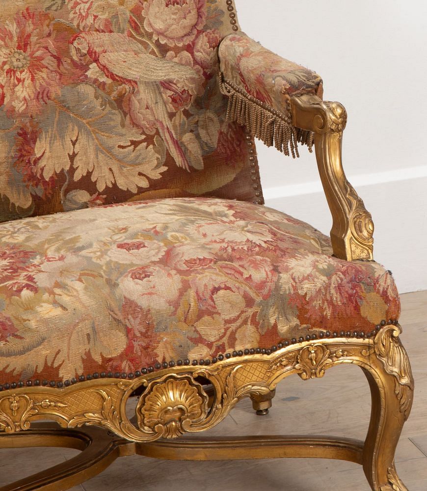 Pair of 19th Century French Louis XV Style Gilt Throne Chairs CH5239744