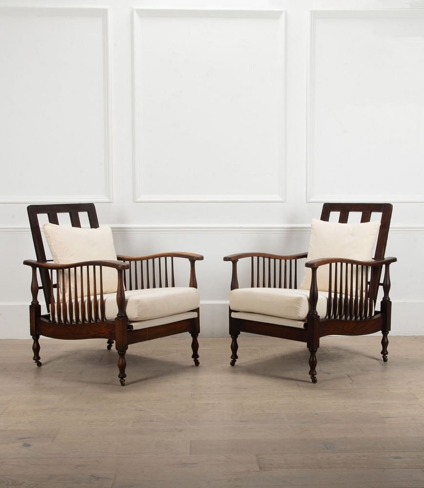 Pair of 19th Century Wylie & Lochhead Reclining Oak Chairs CH7040592