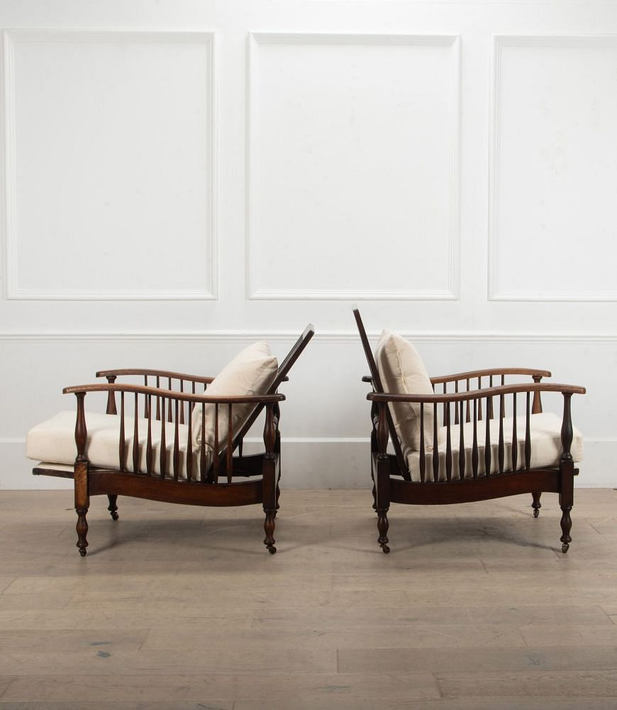 Pair of 19th Century Wylie & Lochhead Reclining Oak Chairs CH7040592
