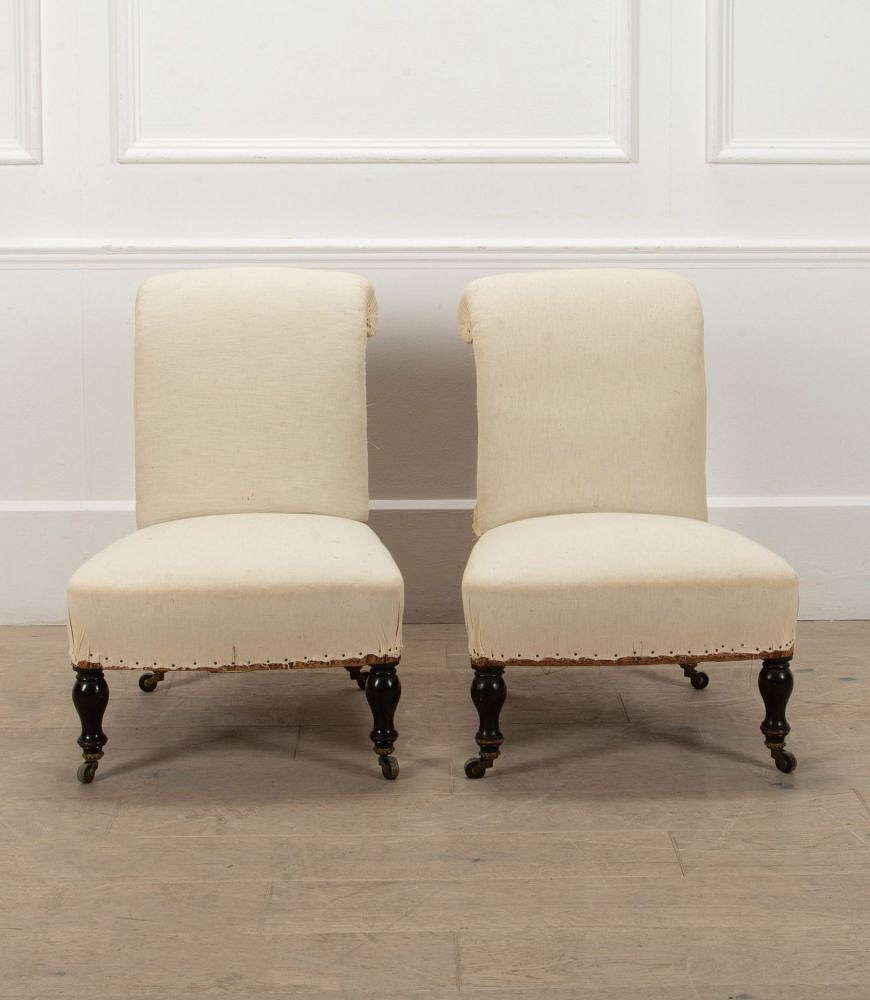 Pair of 19th Century French Scroll Back Chaffeuse Armchairs CH7241187