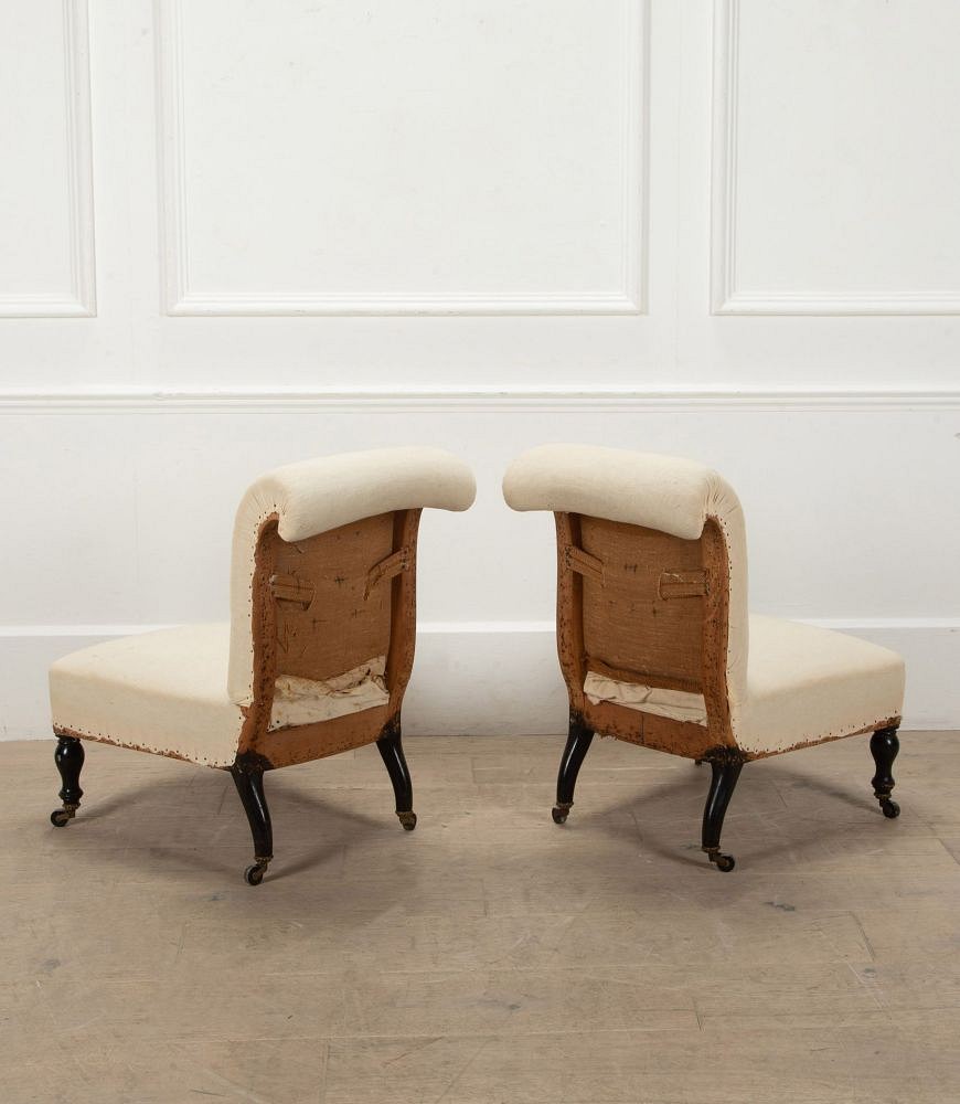 Pair of 19th Century French Scroll Back Chaffeuse Armchairs CH7241187