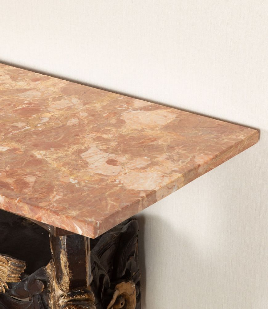 Early 19th Century Italian Carved Wood and Marble Top Console Table CO0343338