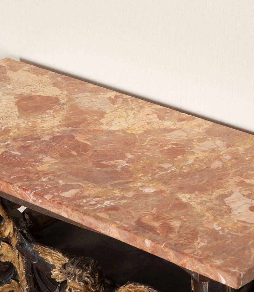 Early 19th Century Italian Carved Wood and Marble Top Console Table CO0343338