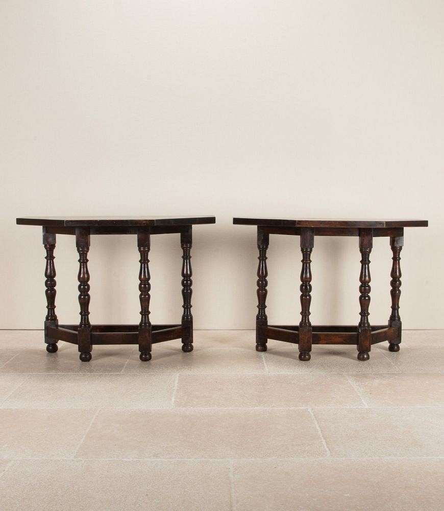 Pair of Late 18th Century Italian Solid Walnut Console Tables CO3442952