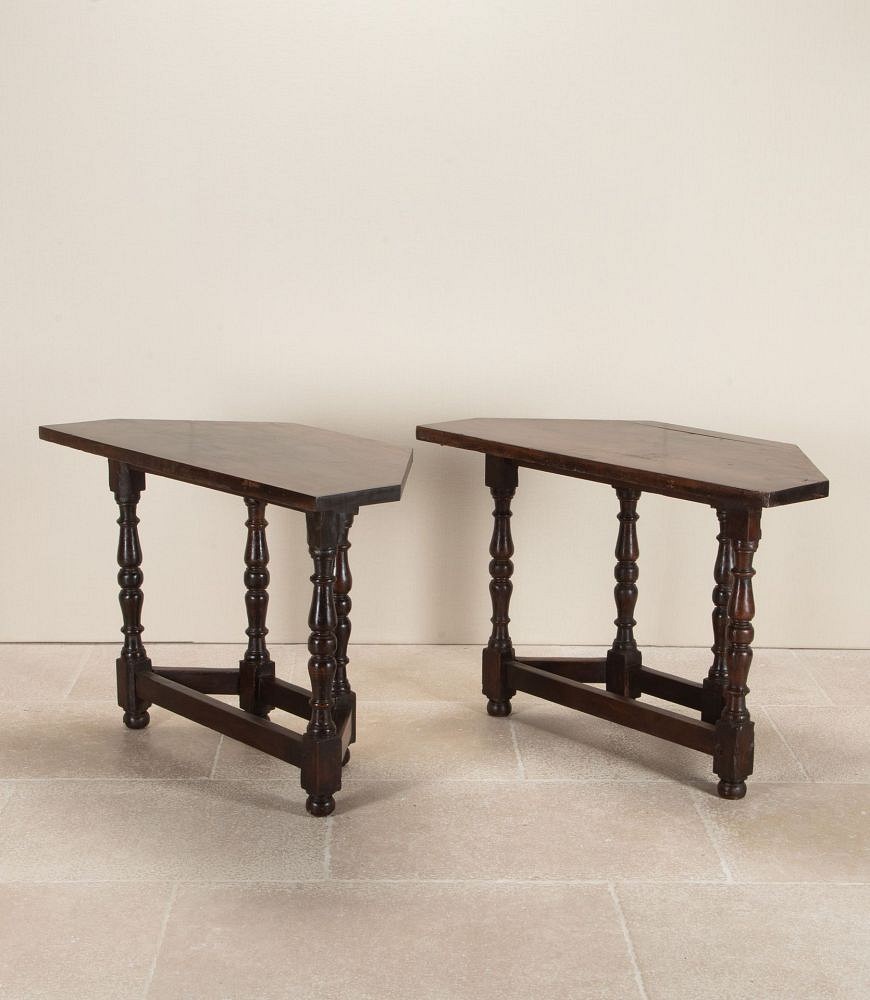 Pair of Late 18th Century Italian Solid Walnut Console Tables CO3442952