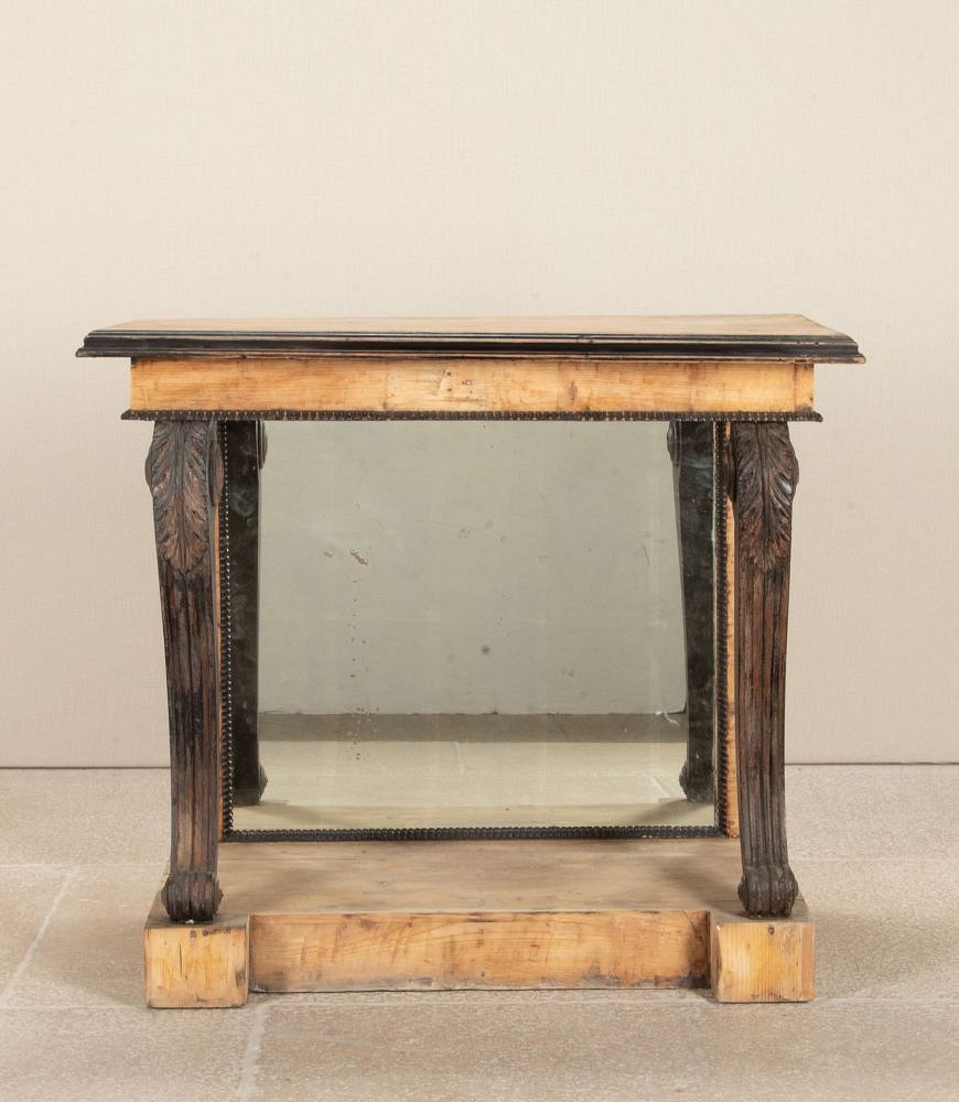 19th Century English Pine Console Table with Ebonised Legs and Mirror CO3643116