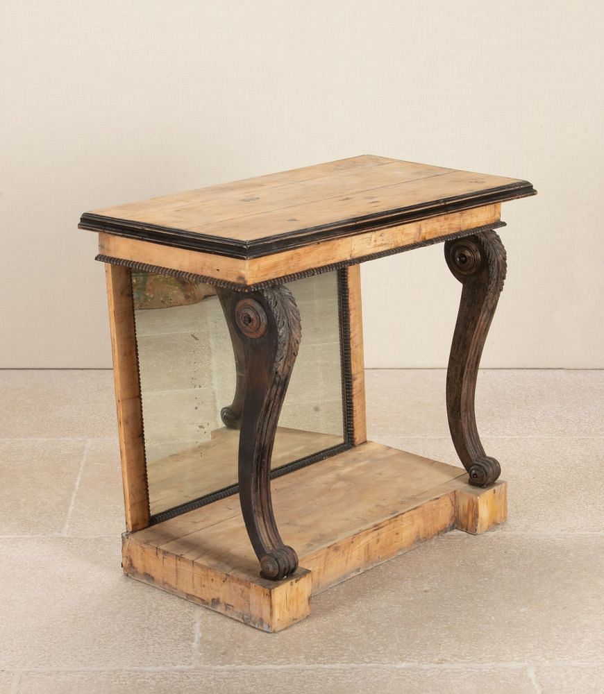 19th Century English Pine Console Table with Ebonised Legs and Mirror CO3643116