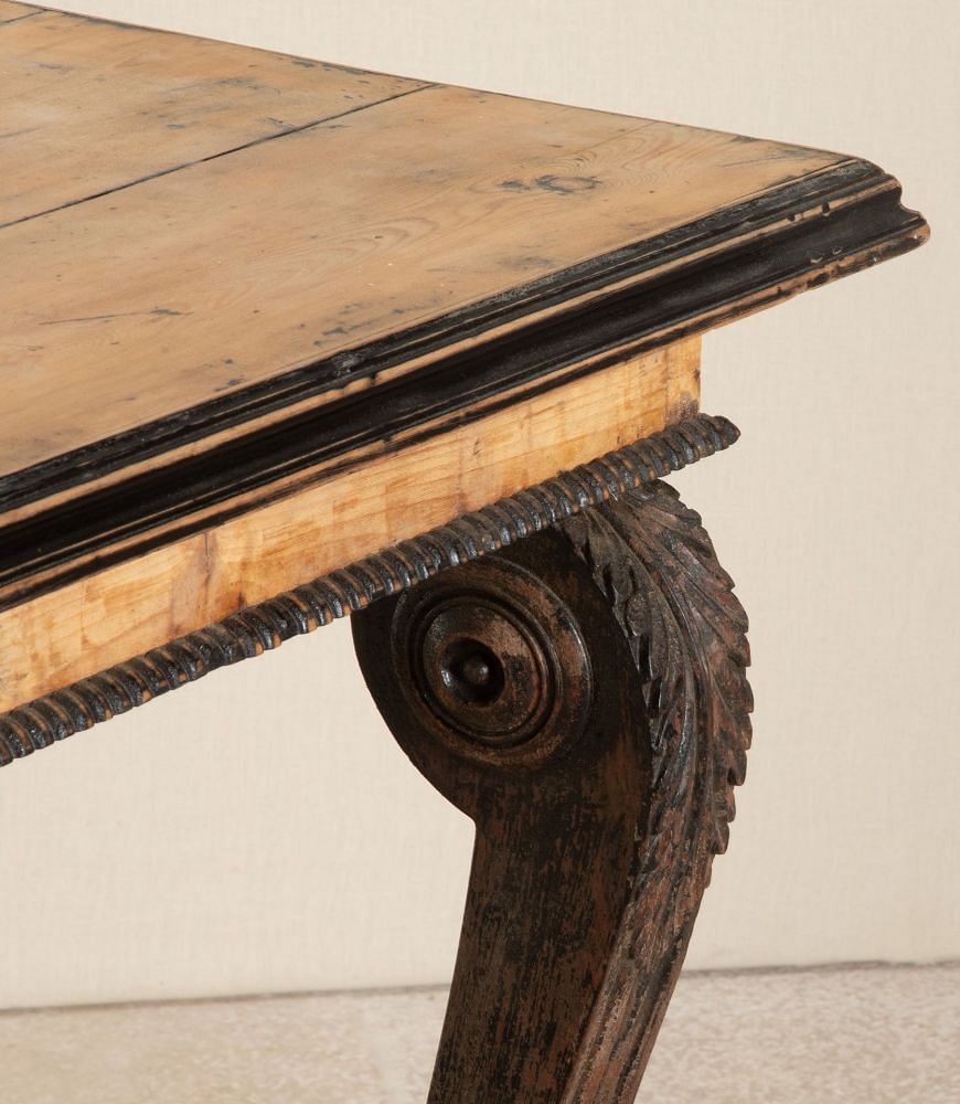 19th Century English Pine Console Table with Ebonised Legs and Mirror CO3643116