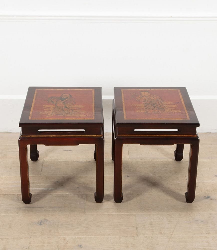Pair of 20th Century French Chinoiserie Lacquered Side Tables CO4539105