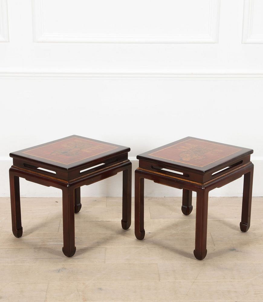 Pair of 20th Century French Chinoiserie Lacquered Side Tables CO4539105