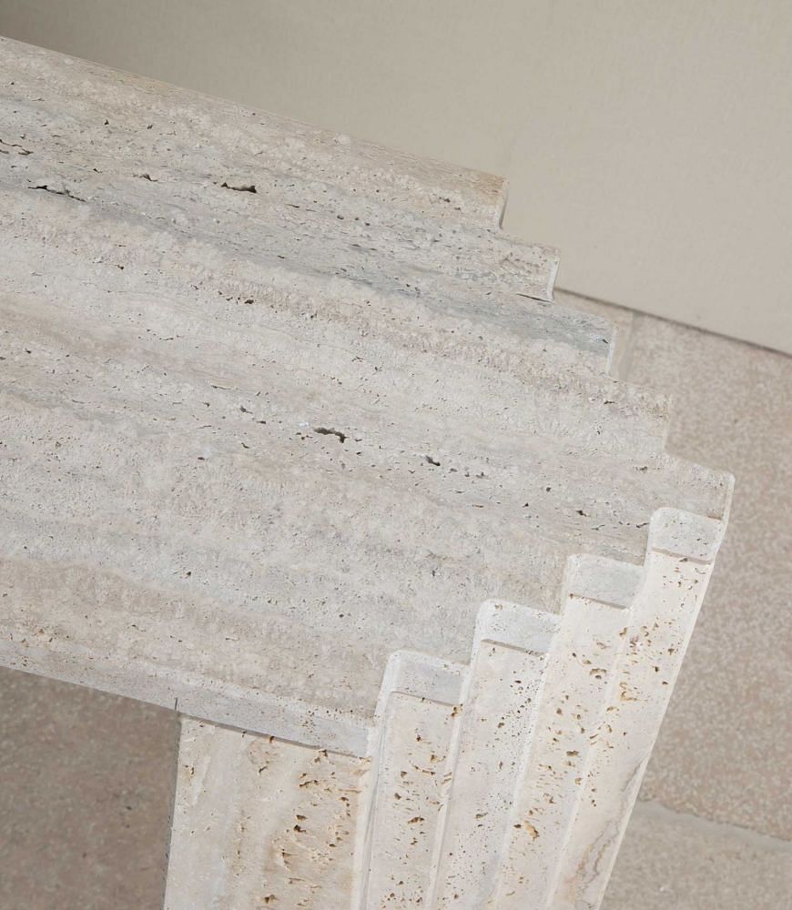Contemporary Italian Brutalist Style Travertine Console Table CO4643127