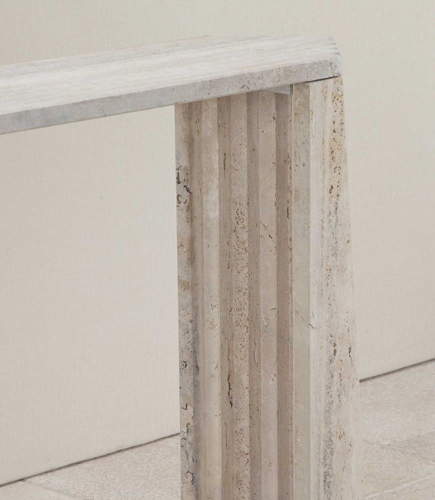 Contemporary Italian Brutalist Style Travertine Console Table CO4643127