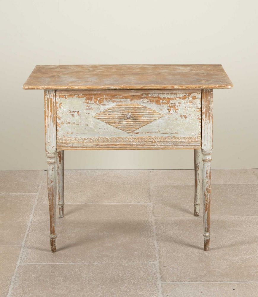 19th Century Swedish Gustavian Side Table Dry Scraped to Original Paint CO6041469