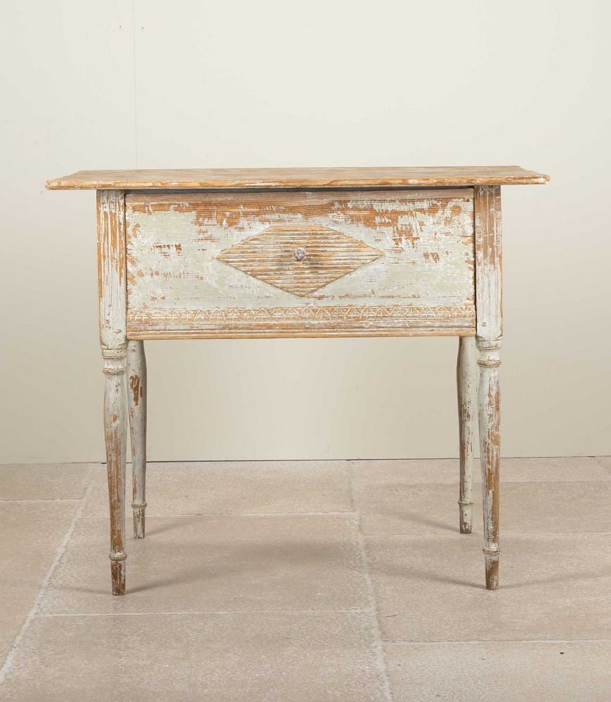 19th Century Swedish Gustavian Side Table Dry Scraped to Original Paint CO6041469