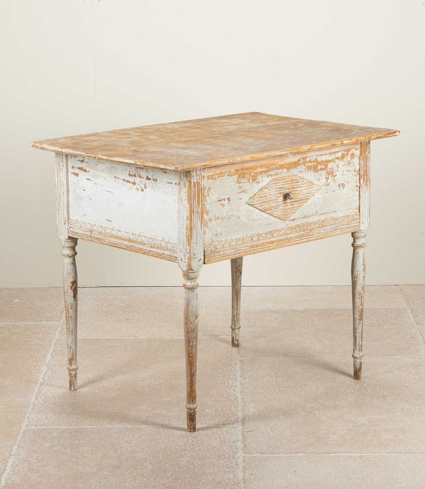 19th Century Swedish Gustavian Side Table Dry Scraped to Original Paint CO6041469