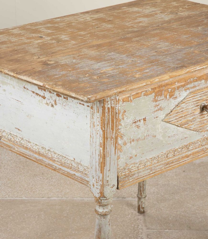 19th Century Swedish Gustavian Side Table Dry Scraped to Original Paint CO6041469