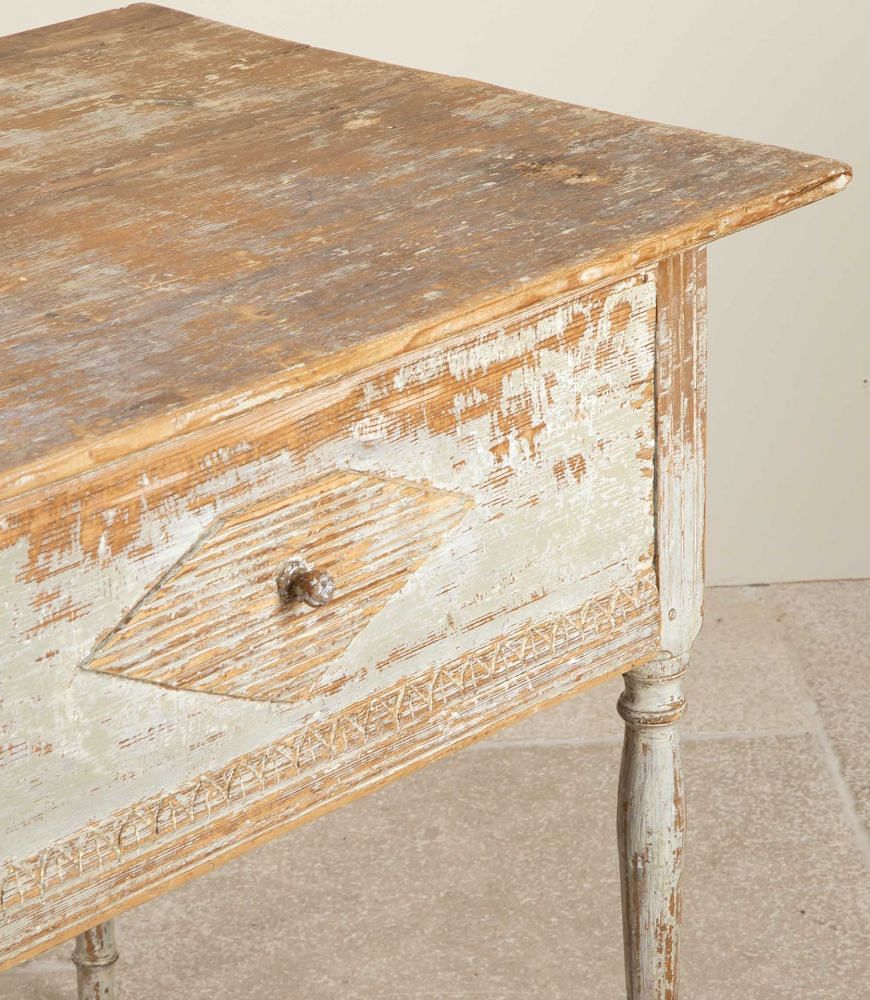 19th Century Swedish Gustavian Side Table Dry Scraped to Original Paint CO6041469