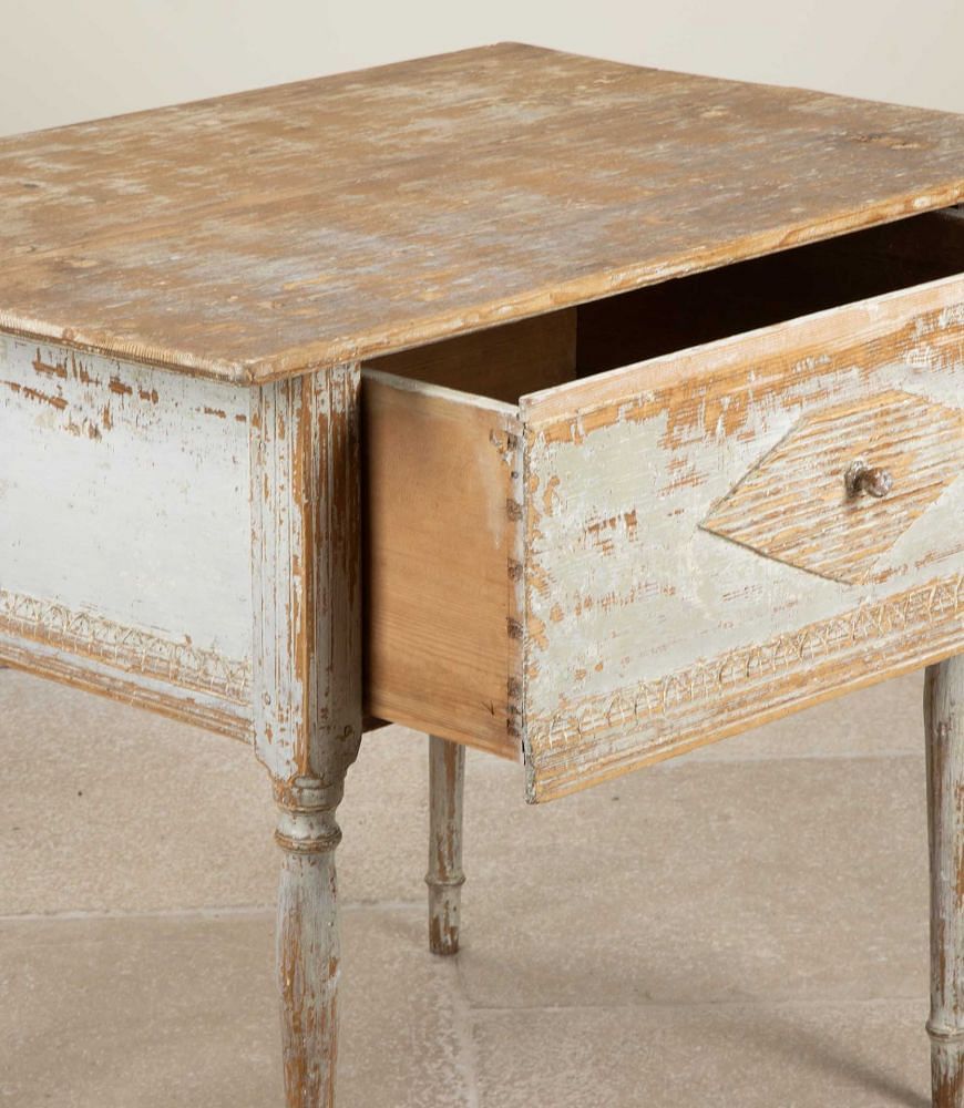 19th Century Swedish Gustavian Side Table Dry Scraped to Original Paint CO6041469