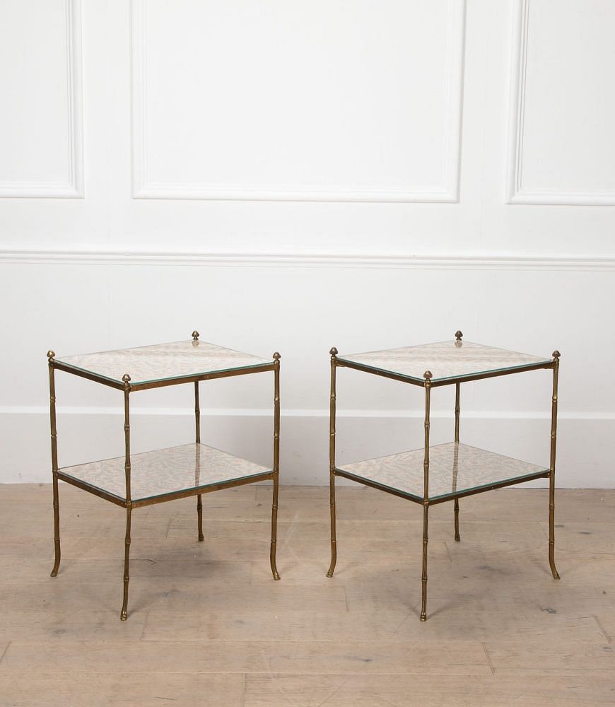 Pair of 20th Century Brass Faux Bamboo Two Tier Side Tables CO7039044