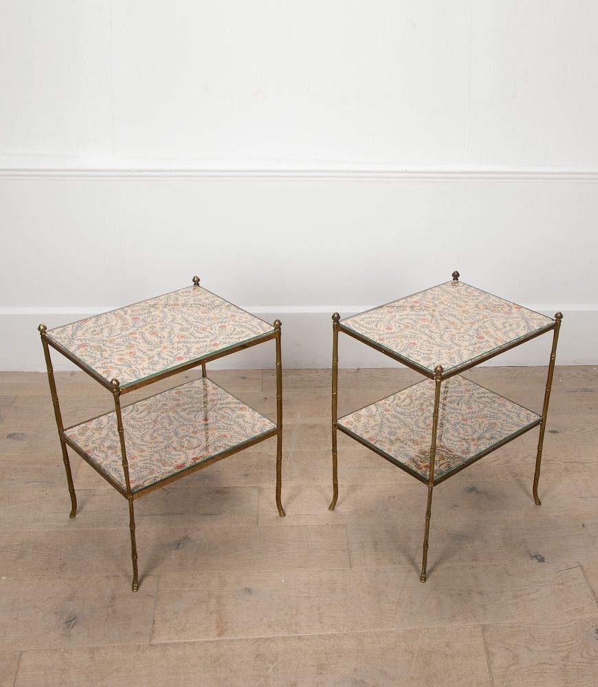 Pair of 20th Century Brass Faux Bamboo Two Tier Side Tables CO7039044