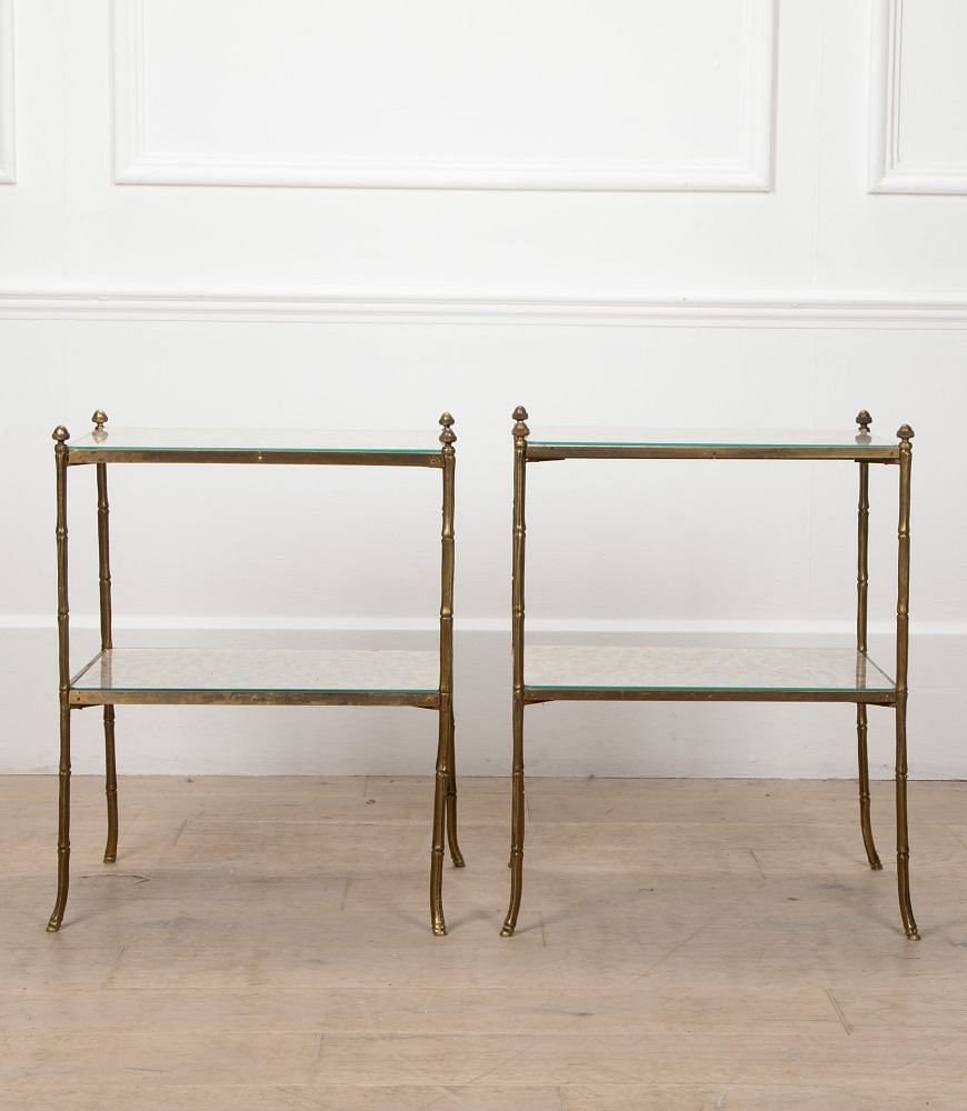 Pair of 20th Century Brass Faux Bamboo Two Tier Side Tables CO7039044