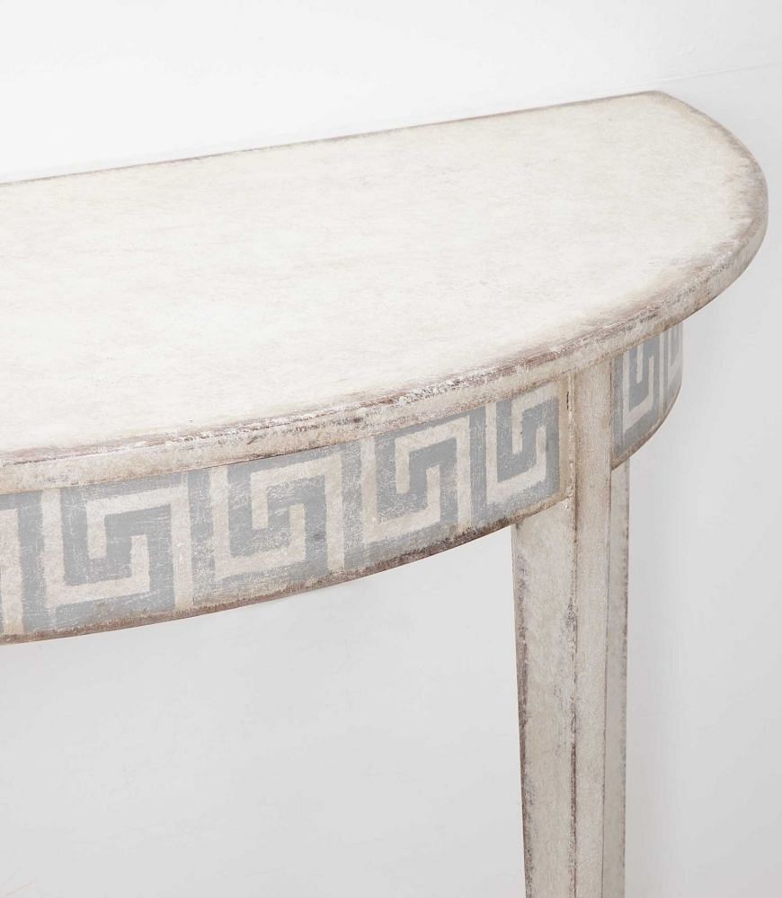 Pair of Late 19th Century Demi Lune Tables with Painted Greek Key Detail CO8341629