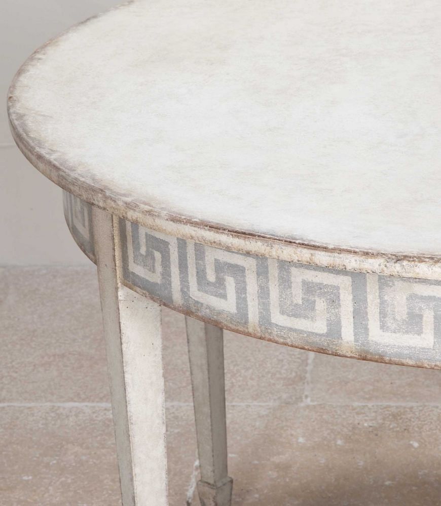 Pair of Late 19th Century Demi Lune Tables with Painted Greek Key Detail CO8341629