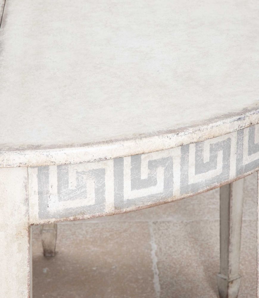 Pair of Late 19th Century Demi Lune Tables with Painted Greek Key Detail CO8341629