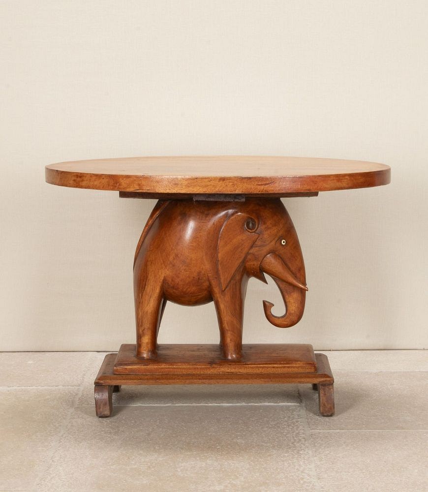 Large Early 20th Century Colonial African Elephant Teak Table CT0542106