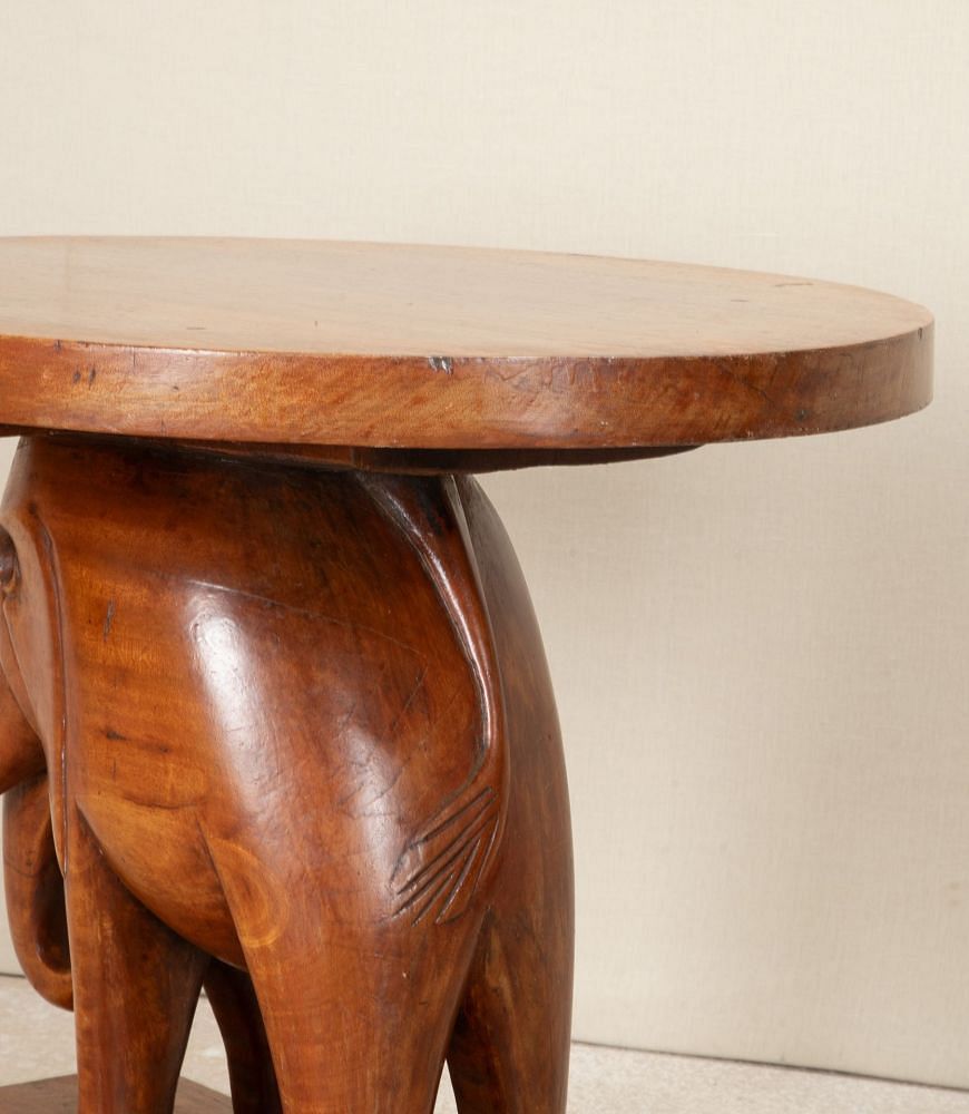Large Early 20th Century Colonial African Elephant Teak Table CT0542106