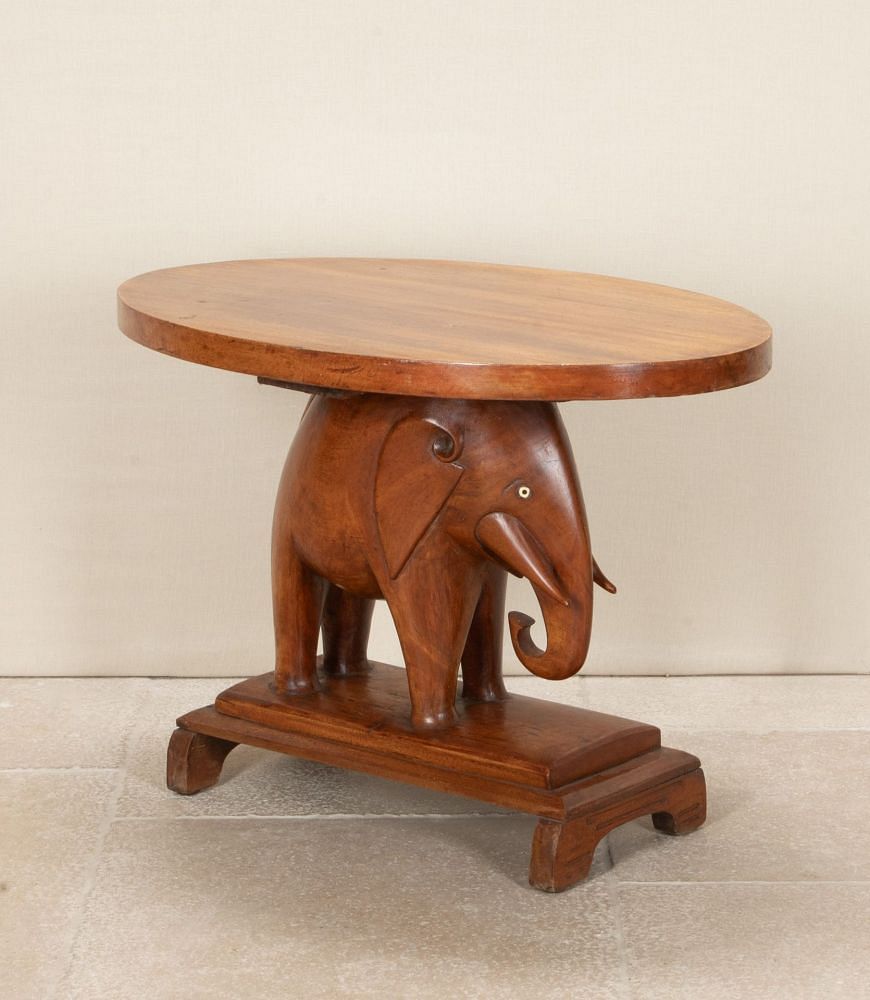 Large Early 20th Century Colonial African Elephant Teak Table CT0542106
