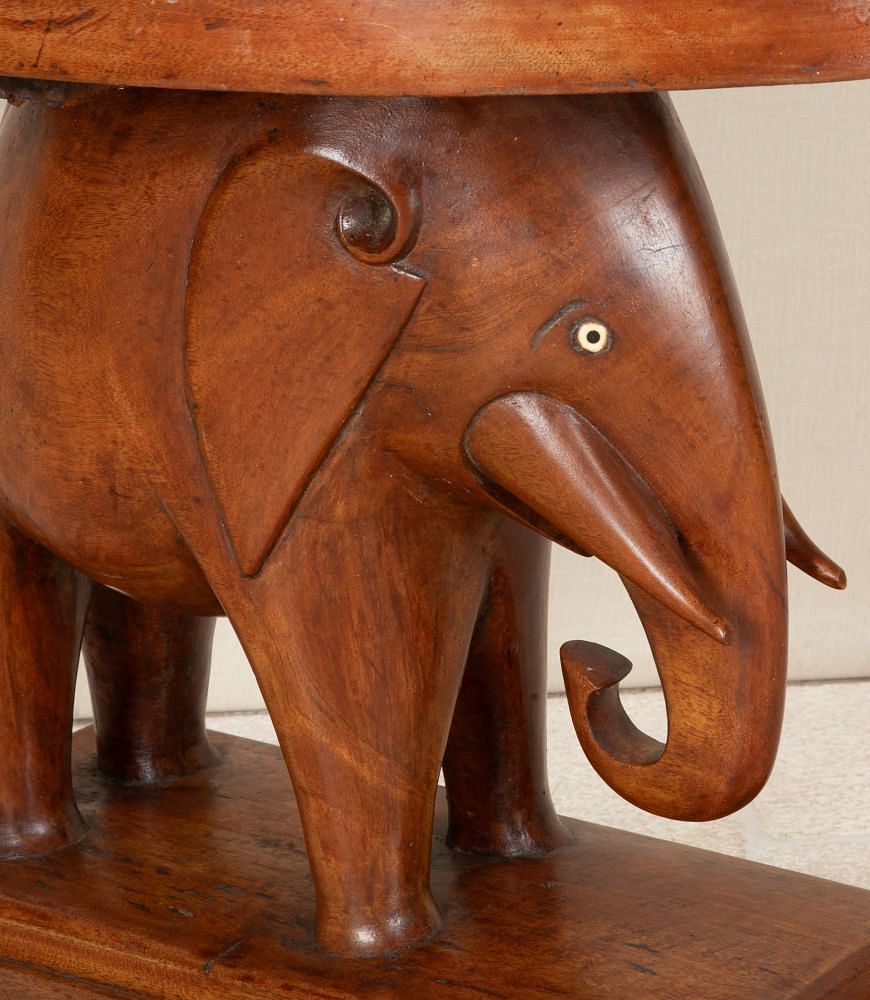 Large Early 20th Century Colonial African Elephant Teak Table CT0542106