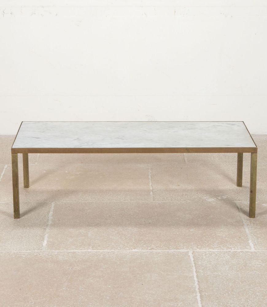 Mid-Century English Marble and Brass Coffee Table CT0742513