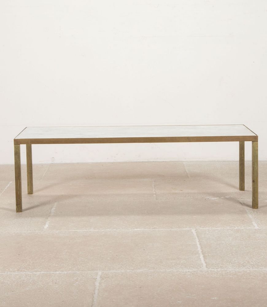 Mid-Century English Marble and Brass Coffee Table CT0742513