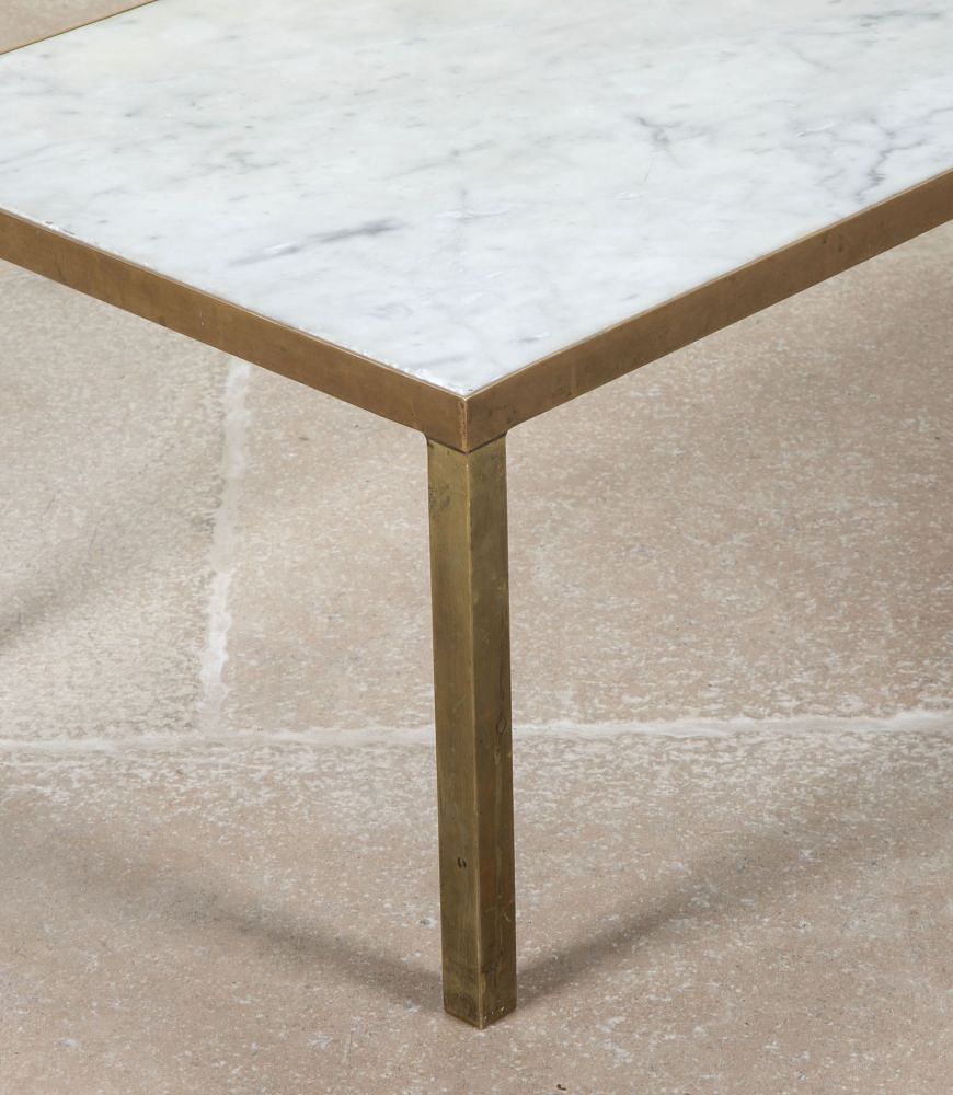 Mid-Century English Marble and Brass Coffee Table CT0742513