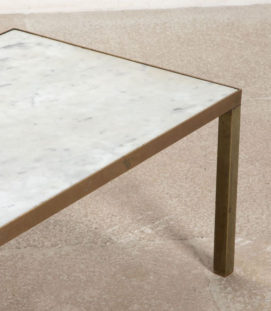 Mid-Century English Marble and Brass Coffee Table CT0742513