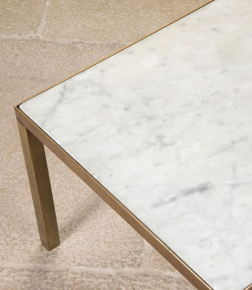 Mid-Century English Marble and Brass Coffee Table CT0742513