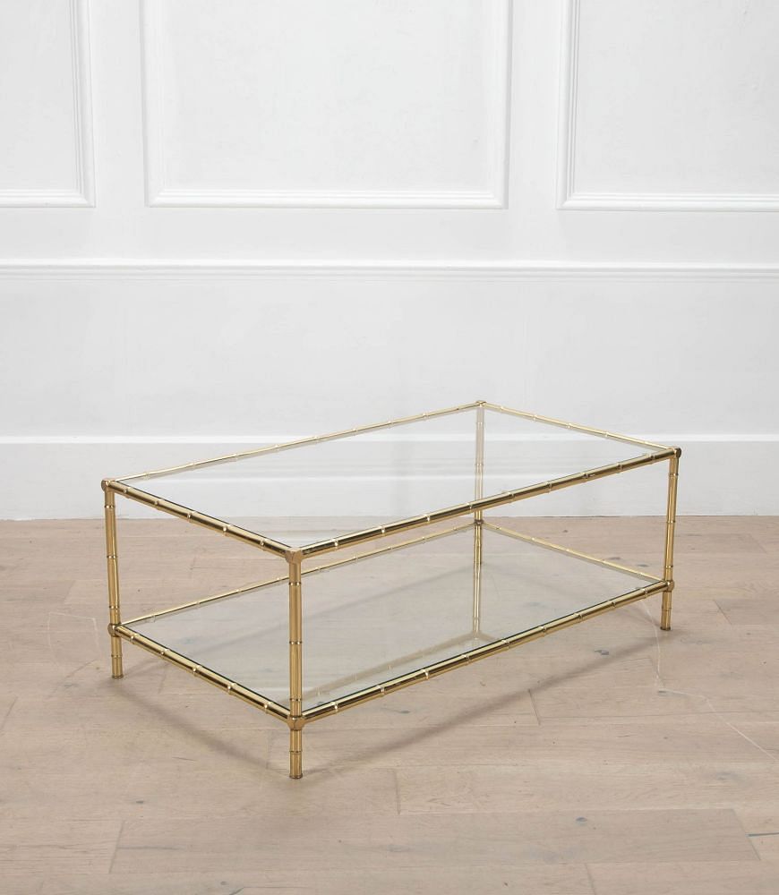French Faux Bamboo Brass Coffee Table CT4535855