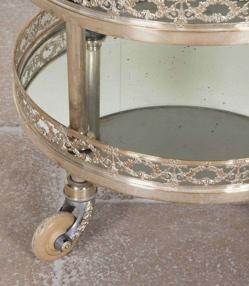 20th Century Three Tier Silver Plate Mirrored Drinks Trolley CT6542554