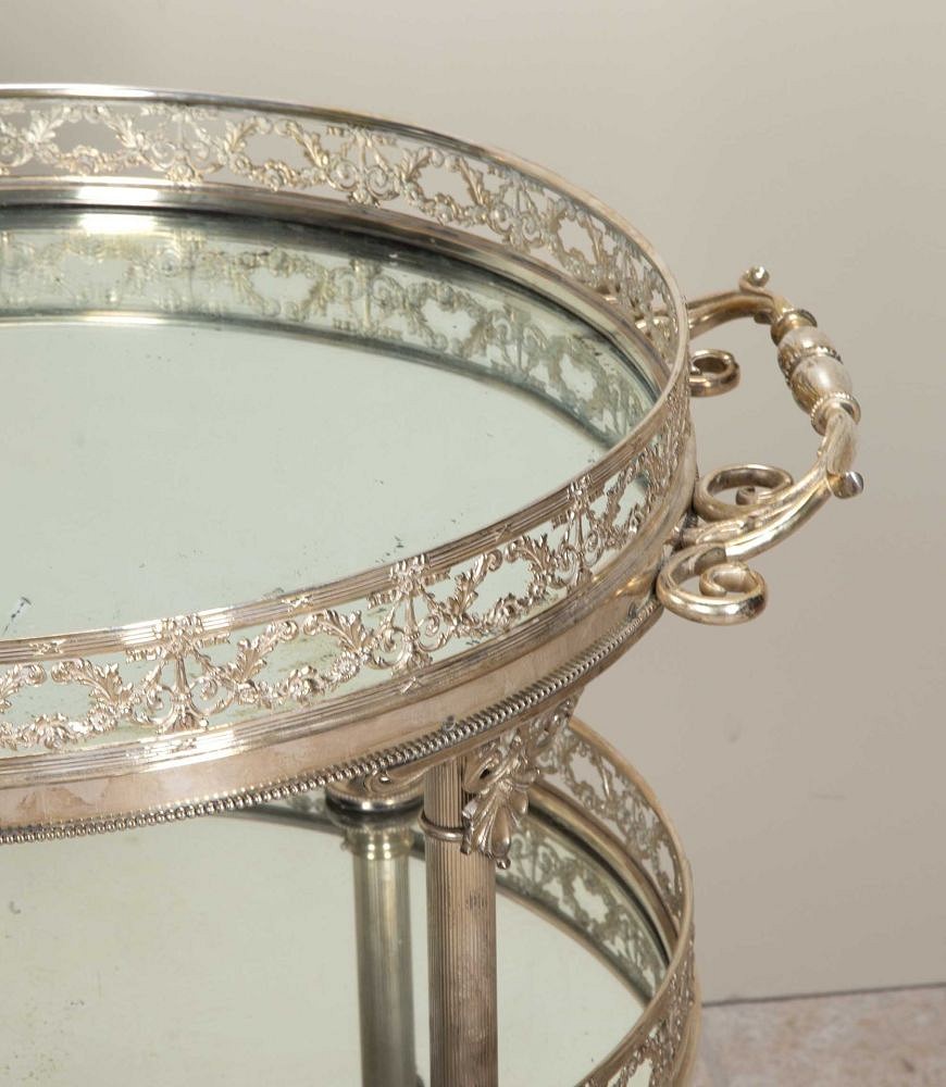 20th Century Three Tier Silver Plate Mirrored Drinks Trolley CT6542554